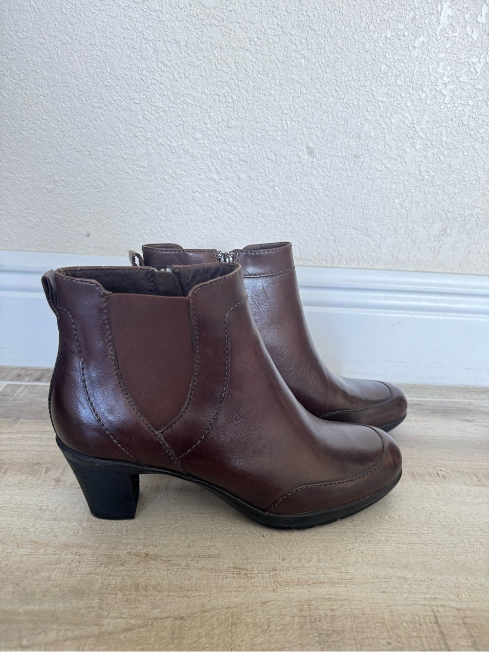 Clarks Dark Brown Leather Ankle Booties